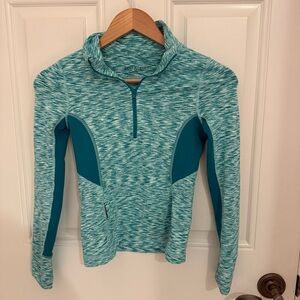 Zella Girl Turquoise Heathered Zip Pullover